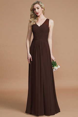 Robe demoiselle d'honneur naturel a-ligne avec sans manches avec chiffon v encolure - photo 12