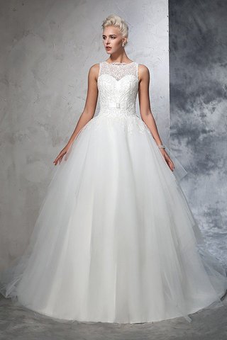 Robe de mariée longue de traîne mi-longue col en bateau appliques de mode de bal - photo 4
