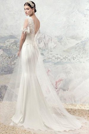 Robe de mariée sans dos v col profonde en chiffon avec manche 1/2 appliques - photo 2