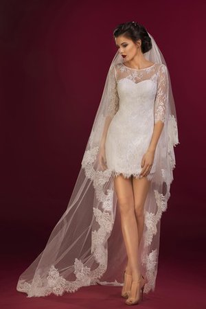 Robe de mariée bref au niveau de cou fermeutre eclair collant avec décoration dentelle - photo 1
