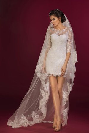 Robe de mariée bref au niveau de cou fermeutre eclair collant avec décoration dentelle - photo 1