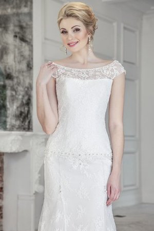 Robe de mariée naturel avec perle avec manche épeules enveloppants col u profond cordon - photo 2