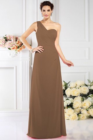 Robe demoiselle d'honneur longue plissé de princesse avec chiffon d'épaule asymétrique - photo 2