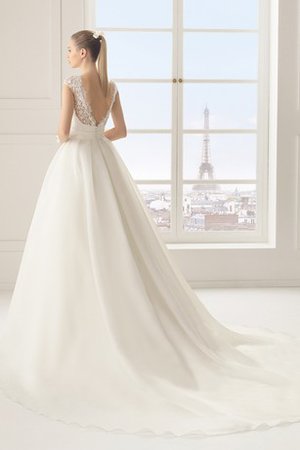 Robe de mariée modeste longue dos nu avec manche courte de traîne moyenne - photo 2