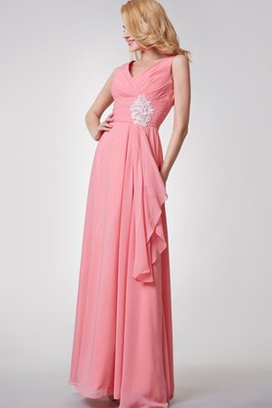 Robe demoiselle d'honneur avec chiffon v encolure avec fronce appliques manche nulle - photo 2