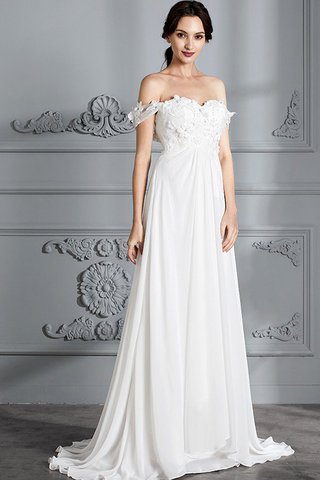 Robe de mariée naturel a-ligne d'epaule ecrite jusqu'au sol de princesse - photo 4