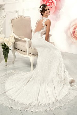 Robe de mariée distinguee plissage romantique de col bateau de fourreau - photo 2