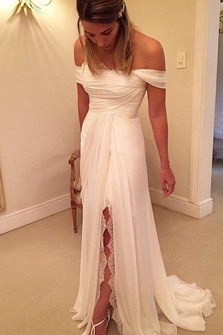 Robe de mariée naturel de princesse de lotus avec chiffon manche nulle - photo 1