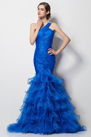 Robe de bal longue plissé textile en tulle manche nulle de traîne courte - photo 1