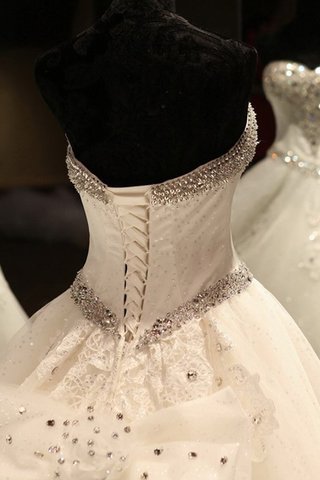 Robe de mariée decoration en fleur passionnant de col en cœur avec lacets manche nulle - photo 4