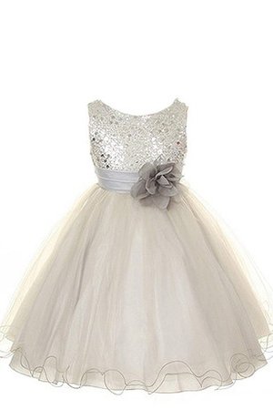 Robe de cortège enfant textile en tulle avec zip a-ligne en tissu pailleté manche nulle - photo 1