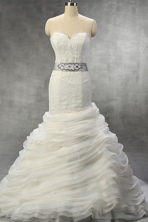 Robe de mariée ceinture pendant de sirène en organza avec ruban - photo 1