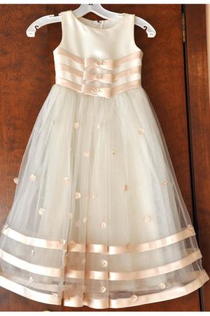 Robe de cortège enfant naturel de lotus textile en tulle avec fleurs avec ruban - photo 1