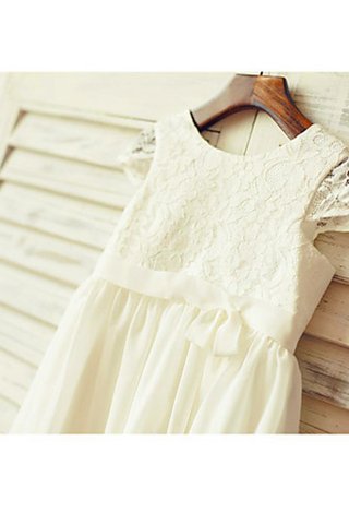 Robe de cortège enfant naturel col u profond en chiffon ligne a avec manche courte - photo 4