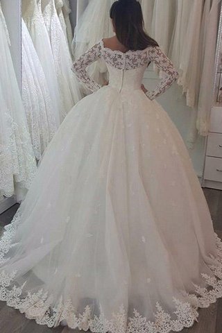 Robe de mariée de mode de bal avec manche longue onirique d'epaule ecrite naturel - photo 2