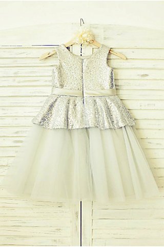 Robe de cortège enfant naturel a-ligne longueur au ras du sol en tulle manche nulle - photo 3