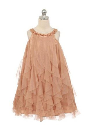 Robe de cortège enfant naturel en tulle de lotus avec perle col u profond - photo 2