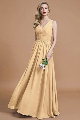 Robe demoiselle d'honneur avec chiffon ligne a v encolure manche nulle de princesse - photo 17