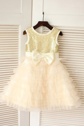 Robe de cortège enfant longue avec nœud à boucle ligne a de princesse textile en tulle - photo 1