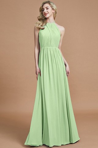 Robe demoiselle d'honneur naturel a-ligne col u profond en chiffon avec sans manches - photo 31