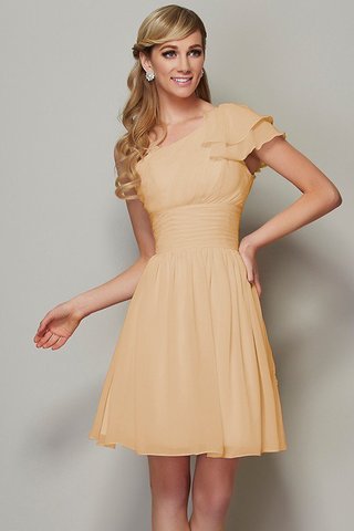 Robe demoiselle d'honneur naturel plissage bandouliere spaghetti ligne a en chiffon - photo 7