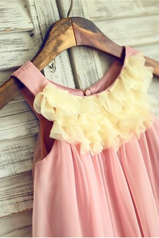 Robe de cortège enfant avec fleurs en chiffon bretelles spaghetti ruché longueur mollet - photo 3