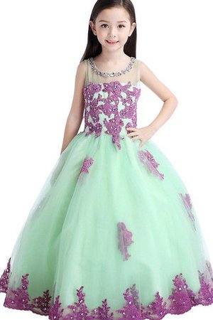 Robe de cortège enfant appliques avec cristal a-ligne manche nulle de mode de bal - photo 2