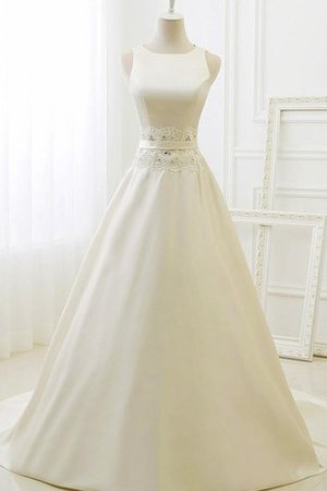 Robe de mariée avec perle avec chiffon a-ligne encolure ronde en organza - photo 1