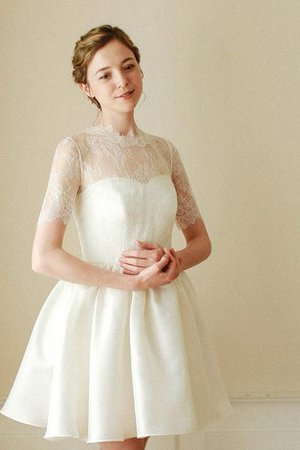 Robe de mariée naturel de col haut en satin avec manche courte avec sans manches - photo 1