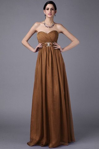 Robe demoiselle d'honneur longue naturel en chiffon jusqu'au sol avec perle - photo 5