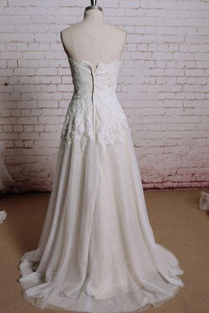 Robe de mariée naturel plissage de col en cœur textile en tulle avec zip - photo 2