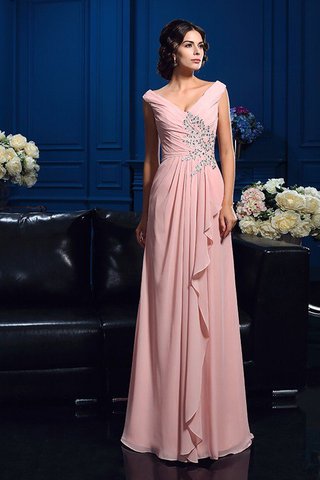 Robe mère de mariée longue de col en v ligne a avec chiffon fermeutre eclair - photo 3