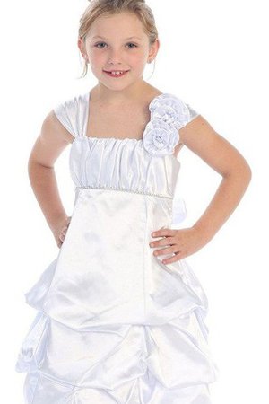 Robe de cortège enfant plissé encolure en carré de lotus manche nulle fermeutre eclair - photo 2