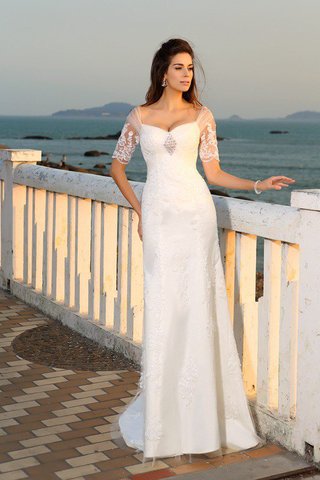 Robe de mariée longue de tour de ceinture en haute en plage de col en cœur jusqu'au sol - photo 1