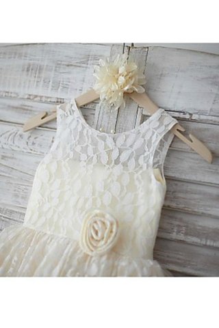 Robe de cortège enfant naturel ligne a avec sans manches avec fleurs encolure ronde - photo 4