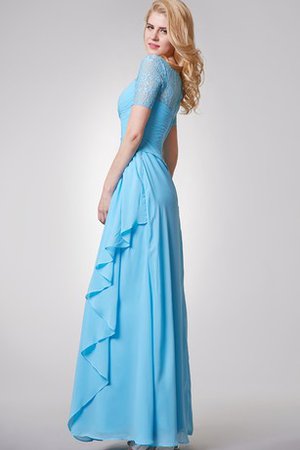 Robe mère de mariée longue naturel en chiffon avec manche courte col en bateau - photo 2