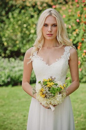 Robe de mariée charmeuse de col en v fermeutre eclair avec fleurs ligne a - photo 2