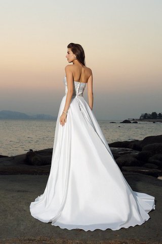 Robe de mariée longue de col en cœur avec sans manches en plage ligne a - photo 2