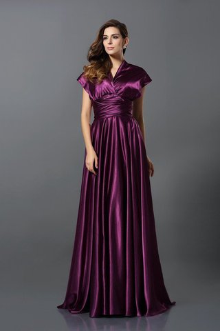 Robe demoiselle d'honneur longue plissage de princesse en satin soyeux ligne a - photo 4