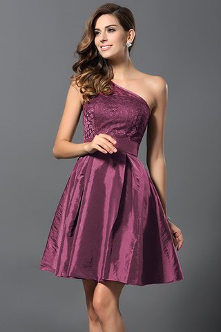 Robe demoiselle d'honneur naturel bref en taffetas d'épaule asymétrique de princesse - photo 5