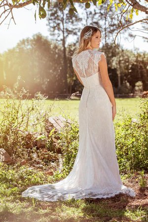 Robe de mariée simple de col haut jusqu'au sol decoration en fleur maillot - photo 2