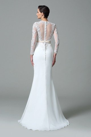 Robe de mariée longue en satin au niveau de cou de sirène avec manche longue - photo 2