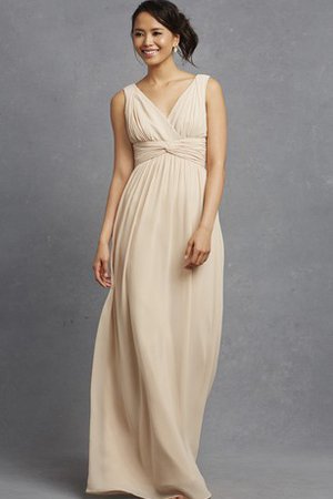 Robe demoiselle d'honneur moderne ruché avec sans manches avec chiffon v encolure - photo 2