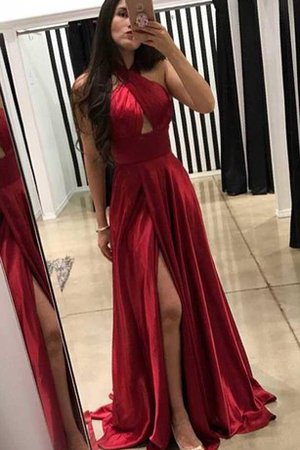 Robe de bal impressioé plissage en satin avec sans manches fendu latérale - photo 1