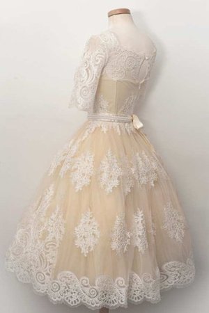 Robe de bal modeste trou serre avec perle avec ruban au niveau de genou - photo 2