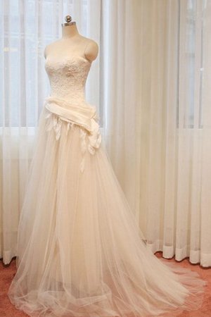 Robe de mariée fermeutre eclair en dentelle manche nulle bandouliere spaghetti en satin - photo 1