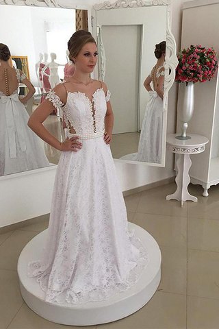 Robe de mariée naturel de princesse encolure ronde avec décoration dentelle a-ligne - photo 1