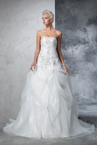 Robe de mariée longue avec sans manches de bustier textile en tulle cordon - photo 5