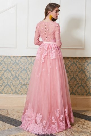 Robe de bal de princesse ligne a textile en tulle en 3/4 manche encolure ronde - photo 2