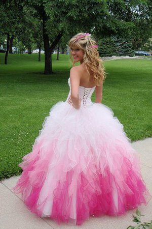 Robe de quinceanera longue a-ligne avec perle bandouliere spaghetti en dentelle - photo 2